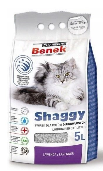 BENEK Super Shaggy bentonitové stelivo pre mačky s vôňou levanduly 5 l x 2 (10 l)