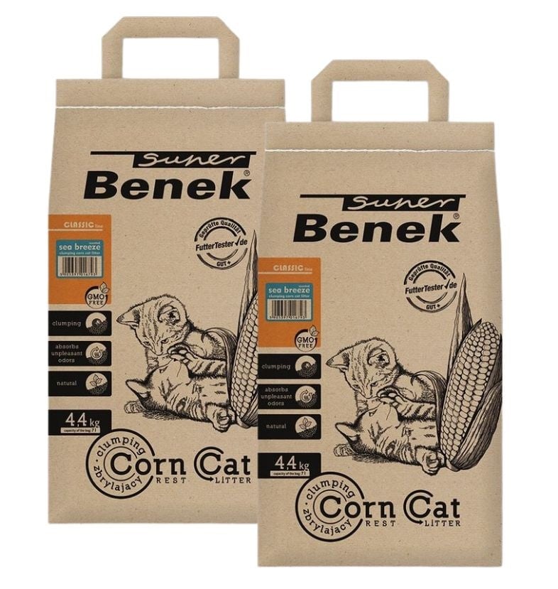 BENEK Super Corn Cat  Kukuričná  Podstielka s vôňou morského vánku 7 l x 2 (14 l)