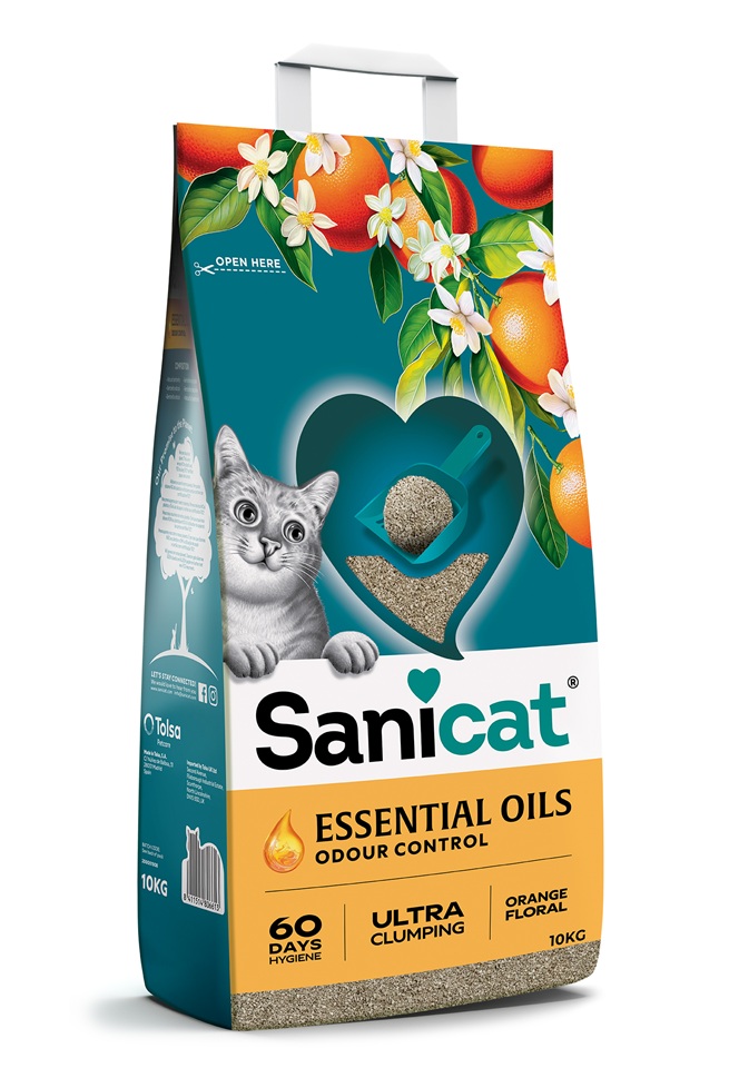SANICAT Essential Oils Orange floral 10 kg bentonitová podstielka s kvetinovou vôňou