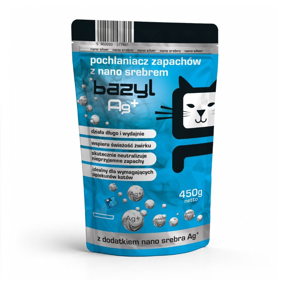 BAZYL Ag+ Bentonitový pohlcovač pachov pre mačky 450 g