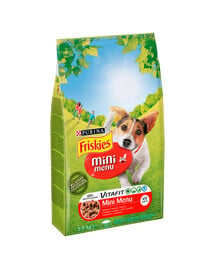 FRISKIES Mini Menu s hovädzím mäsom a zeleninou 1,5 kg krmivo pre dospelé psy malých plemien