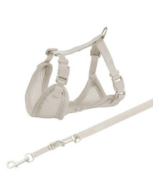 TRIXIE Junior Postroj pre šteňa s vodítkom, 26–34 cm / 10 mm, 2,00 m, svetlošedý