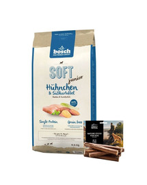 BOSCH Soft junior kuracie mäso a bataty 12,5 kg +  hovädzie tyčinky 7 ks