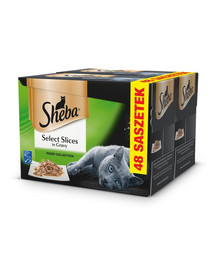 SHEBA Select Slices in Gravy krmivo pre mačky v omáčke 48 x 85 g vrecúško