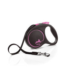 FLEXI Vodítko Black Design L pásik 5 m ružové