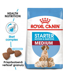 ROYAL CANIN Medium starter mother & babydog 4 kg granule pre brezivé alebo dojčiace suky a šteniatka.