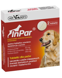 VET‑AGRO InPar tablety na odčervenie psa – vnútorné parazity (2 tablety)