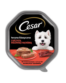 CESAR 150 g kompletné krmivo pre dospelých psov so šťavnatým hovädzím mäsom a pečeňou