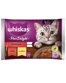 WHISKAS Adult vrecúško 4 x 85 g krmivo Juicy Bites pre mačky kúsky s hovädzím a kuracím mäsom