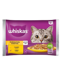 WHISKAS Poultry Feast želé vrecko s morčacím a kuracím mäsom 4x85g - krmivo pre dospelé mačky