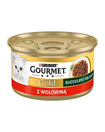 GOURMET Gold Adult Succulent Delights s hovädzím mäsom 85g
