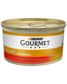 GOURMET Gold hovädzie a kuracie v paradajkovej omáčke 85 g