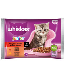 WHISKAS Junior vrecko 4x85g Classic Meals krmivo pre mačiatka v omáčke s hovädzím a kuracím mäsom