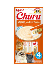 INABA Churu Chicken with beef 4x14g kuracie mäso s hovädzím mäsom pre mačku