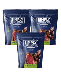 SIMPLY FROM NATURE Klobásky pre psov s jelením mäsom 3 x 200 g