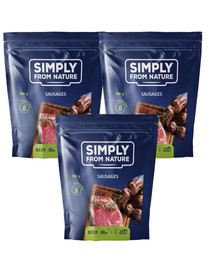 SIMPLY FROM NATURE Klobásky pre psov s hovädzím mäsom 3 x 200 g