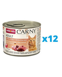 ANIMONDA Carny Adult kuracie, morčacie a kačacie srdcia 12 x 200 g