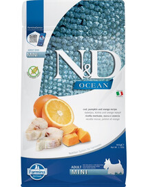 N&D Ocean Adult mini Granule -  treska, tekvica a pomaranč  800 g