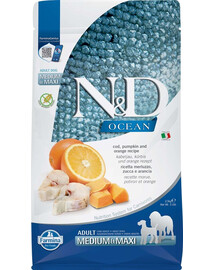 FARMINA N&D Dog Ocean Adult Medium & Maxi Codfish, pumpkin & orange 2,5 kg