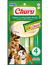 INABA Churu Chicken with vegetables 4x14g kuracie mäso so zeleninou pre psov