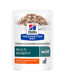 HILL'S PRESCRIPTION DIET Feline w/d Multi-Benefit s kuracím mäsom 12x85 g vo vreckách