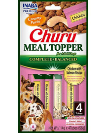 INABA Dog Meal Topper Chicken Salmon 4x14 g krémový doplnok krmiva pre psov s kuracím mäsom a lososom