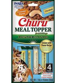 INABA Dog Meal Topper Chicken Cheese 4x14 g krémový kurací mäso so syrom ako prísada do krmiva pre psov