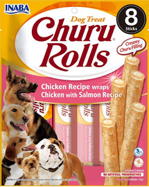 INABA Churu Rolls Chicken 8x12g wrapy kuracie a lososové pre psov