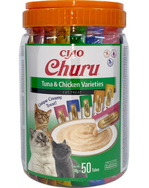 INABA Churu Variety Tuna&Chicken tuniak s kuracím mäsom pre mačky v pohári 50x14g (700g)