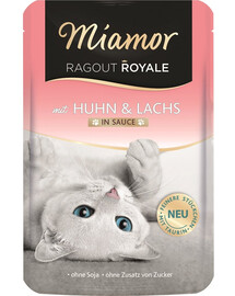 MIAMOR Ragú Royale v omáčke Chicken&Salmon vrecúško v omáčke kuracie a losos pre mačky 100 g