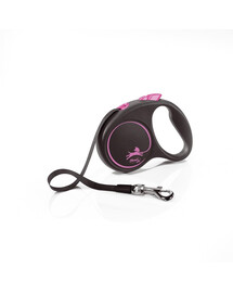 FLEXI Vodítko Black Design S pásik 5 m ružový