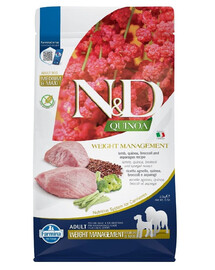 FARMINA N&D Quinoa Dog Adult medium maxi Weight management 2,5 kg Jahňacie mäso s brokolicou pre psov s nadváhou