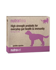 NUTRAVET Nutraflora 12 kapsúl probiotikum podporujúce črevá a imunitu psov a mačiek
