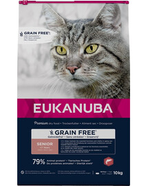 EUKANUBA Grain Free Senior Losos 10 kg pre staršie mačky