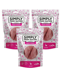 SIMPLY FROM NATURE Meat Strips Husacie stripsy pre psov 3x80 g