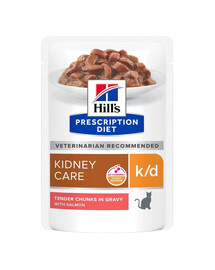HILL'S Prescription Diet Feline k/d Kidney Care s lososom 12x85 g vo vreckách