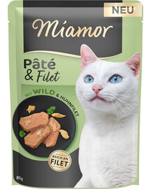 MIAMOR Pate and Filet with Game 85 g Maškrta s kúskami diviny