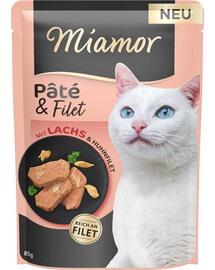 MIAMOR Pate and Filet 85 g Maškrta s kúskami lososa