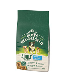 JAMES WELLBELOVED Adult 12 kg Kompletné krmivo pre dospelých psov vo veku 1-7 rokov, bohaté na ryby a ryžu
