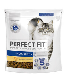 PERFECT FIT (Indoor 1+) 750g Bohaté na kuracie mäso - suché krmivo pre mačky žijúce v interiéri