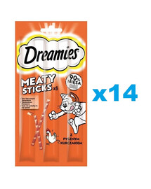 DREAMIES Meaty Sticks tyčinky s lahodným kuřecím masem pro dospělé kočky 14x30 g