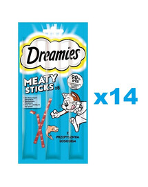 DREAMIES Meaty Sticks tyčinky s lahodným lososem pro dospělé kočky 14x30 g
