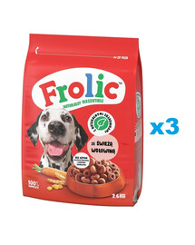 FROLIC Naturally Irresistible 3x2,6 kg polovlhké krmivo pre psov s čerstvým hovädzím mäsom