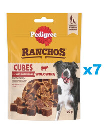 PEDIGREE Ranchos Cubes 7x70 g doplnkové krmivo pre dospelých psov s hovädzím mäsom