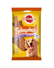 PEDIGREE Schmackos Multi Mix 86 g maškrty vo forme prúžkov pre psov s hovädzím mäsom