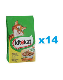 KITEKAT suché krmivo pre mačky s kuracím mäsom a zeleninou 14x300g