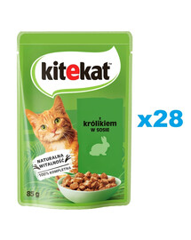 KITEKAT Králik v omáčke 28x85 g pre dospelé mačky