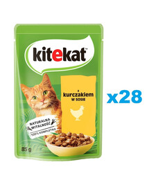 KITEKAT Kurča v omáčke 28x85 g pre dospelé mačky