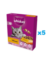 WHISKAS Adult 5x800 g kompletné krmivo s lahodným kuracím mäsom pre dospelé mačky