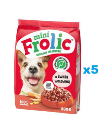 FROLIC Mini Naturally Irresistible 5x800 g polovlhké krmivo pre psov malých plemien s čerstvým hovädzím mäsom